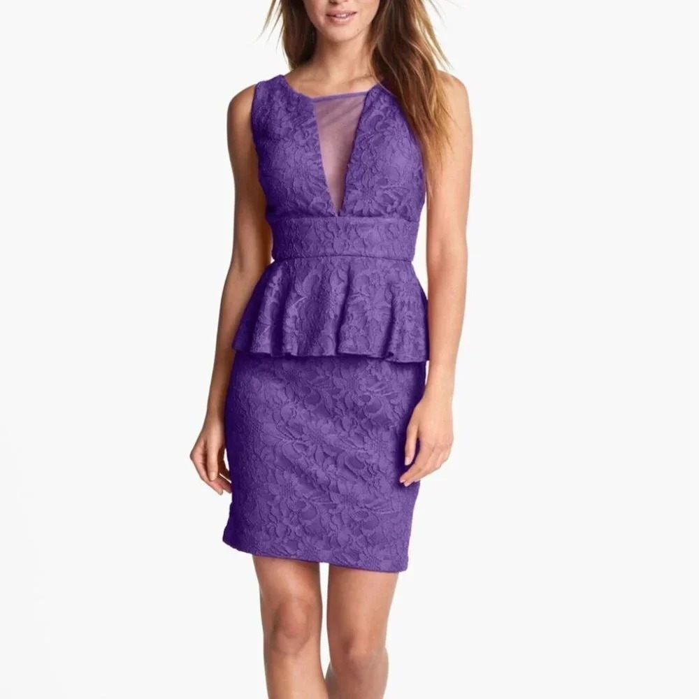 Hailey Logan by Adrianna Papell NEW Lace Peplum Quiet Luxury Dress Size 4